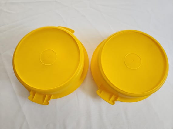Vintage Superseal Marigold Yellow Plastic Containers With Carrying