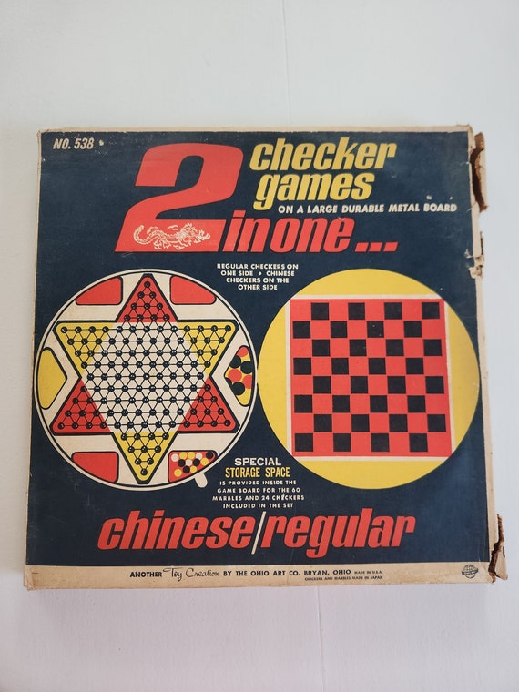 Vintage Ohio Art Co. 2 in One Checker Games Metal Game Board