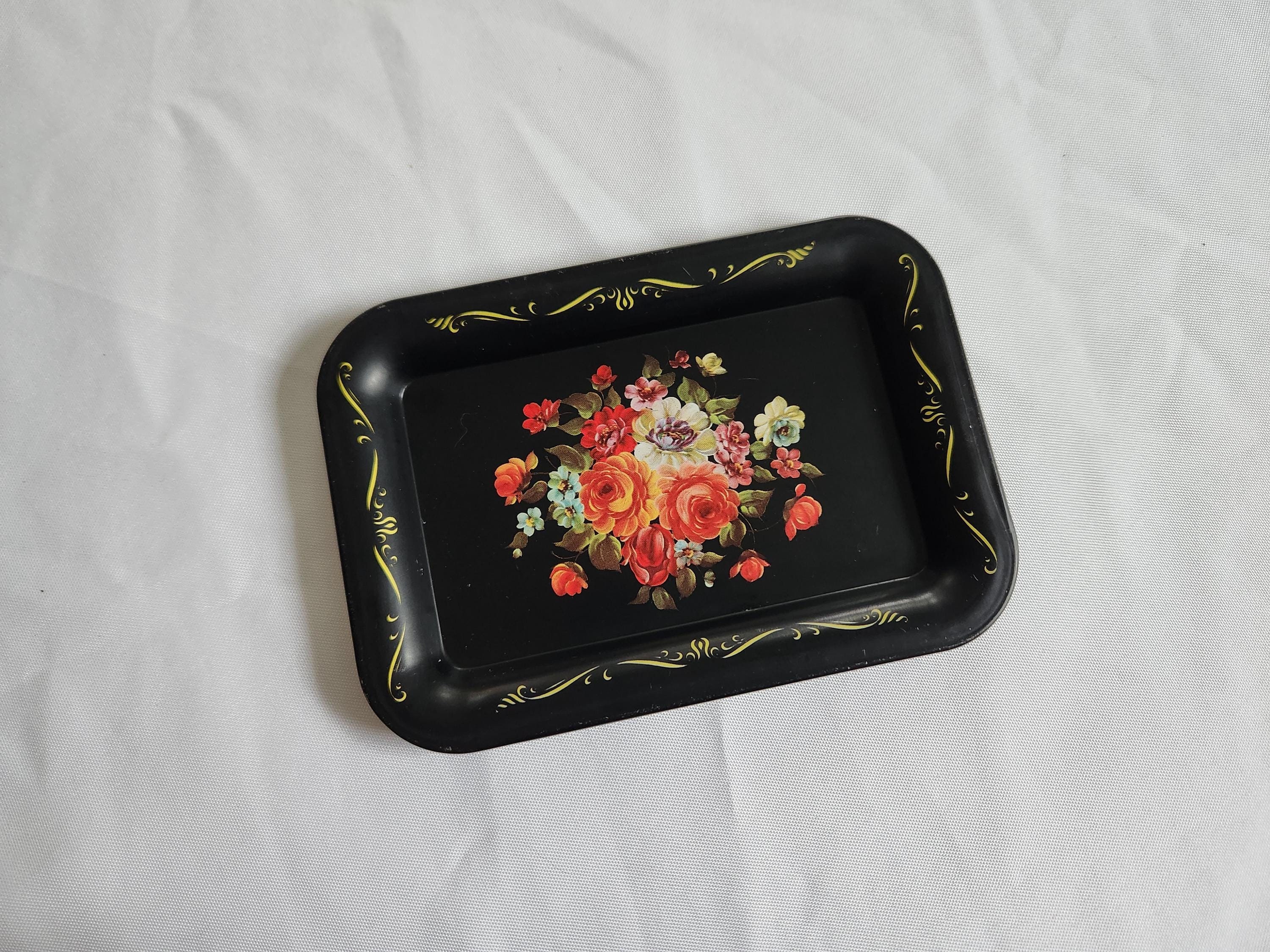 Black Toleware Trays - Etsy Black Toleware Trays - Etsy