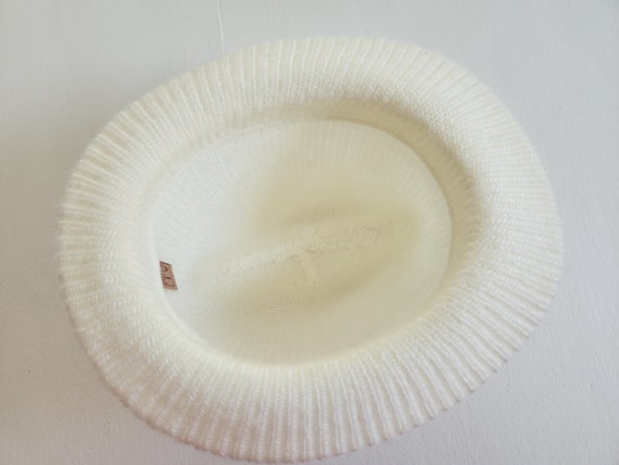 Vintage Aris White Knit Acrylic Fedora Style Hat … - image 7