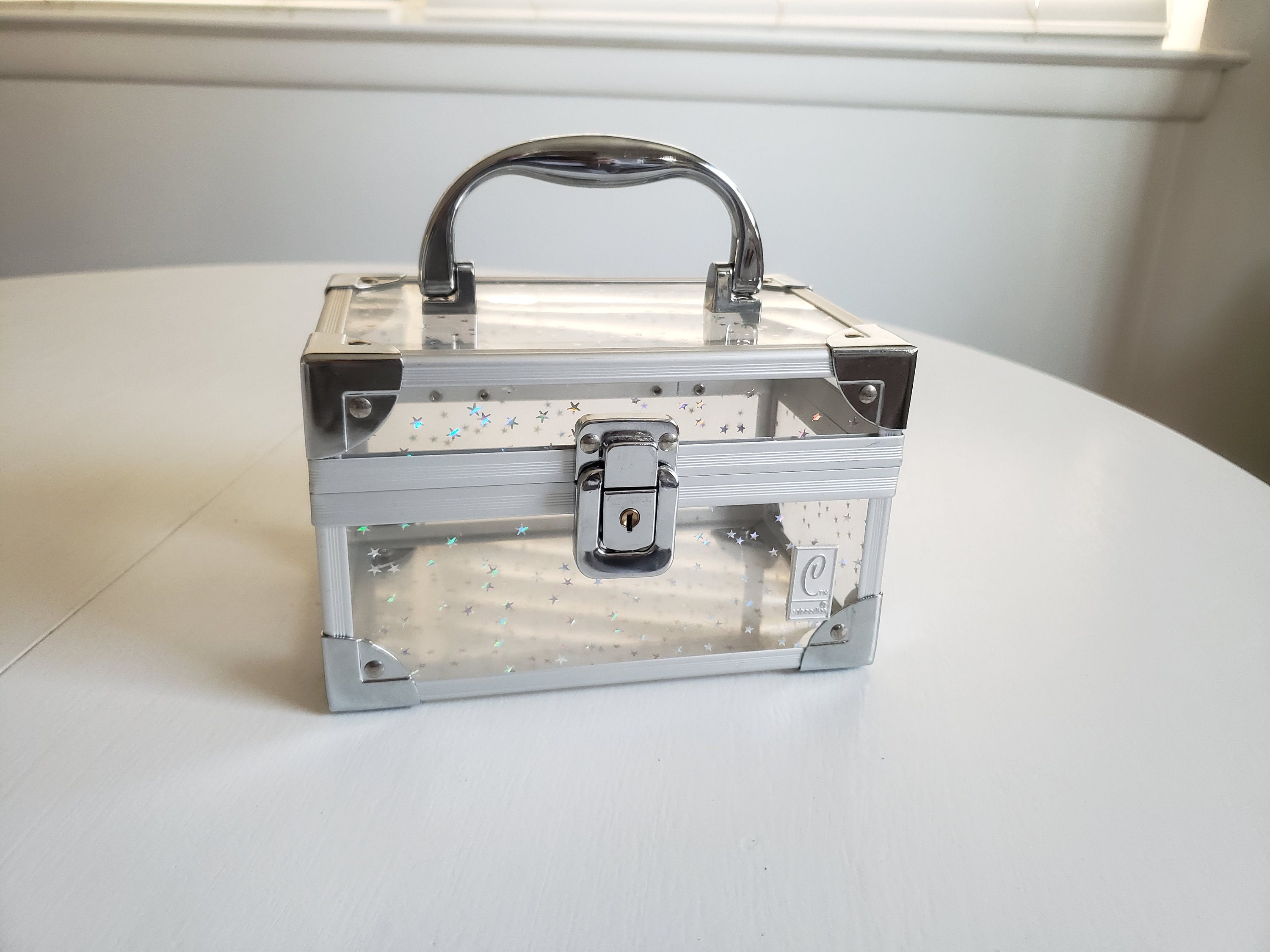 Vintage Caboodles Clear With Shiny Stars Small Make-up