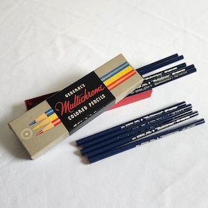 Vintage General's Multichrome Colored Pencils in Original Box - 403 Indigo Blue - Set of Ten Pencils --- Retro Professional Artist Supplies