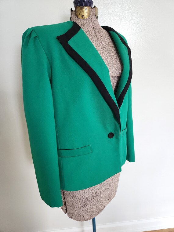 Vintage Sherbet Green with Black Trim Blazer Suit… - image 4
