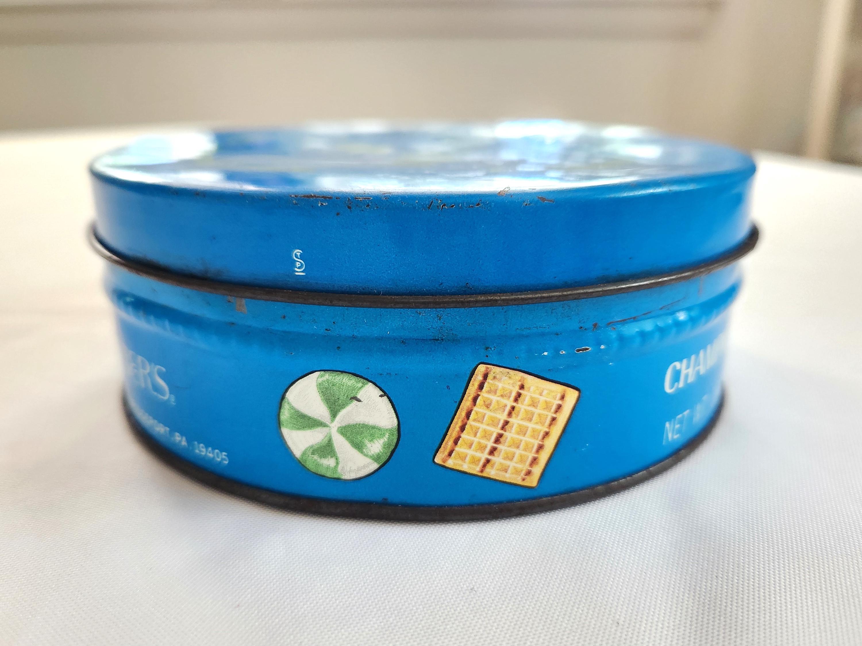 marimint/マリミント キャンディー缶/TIN缶 ヴィンテージ　青 Vintage Minter's Candies Round Blue Tin --- Retro Candy Shop
