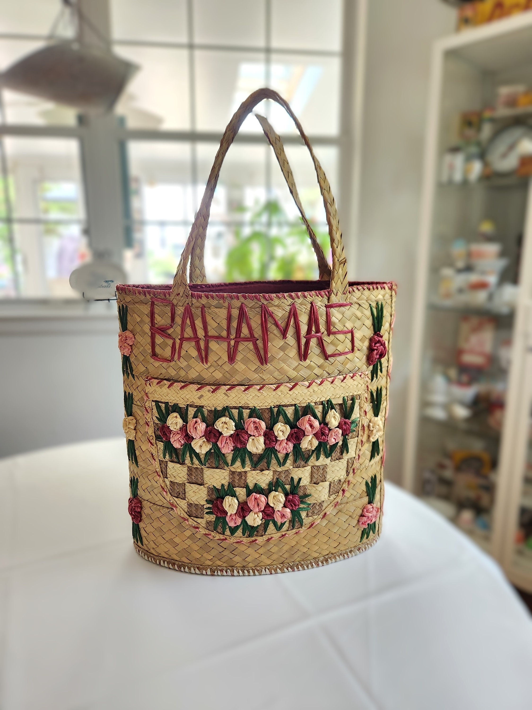 Authentic Bahamas bag Vintage Handmade Straw Bag From Nassau, Bahamas, 19 main image 2