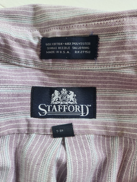 Vintage Stafford Purple Striped Oxford Button Dow… - image 2