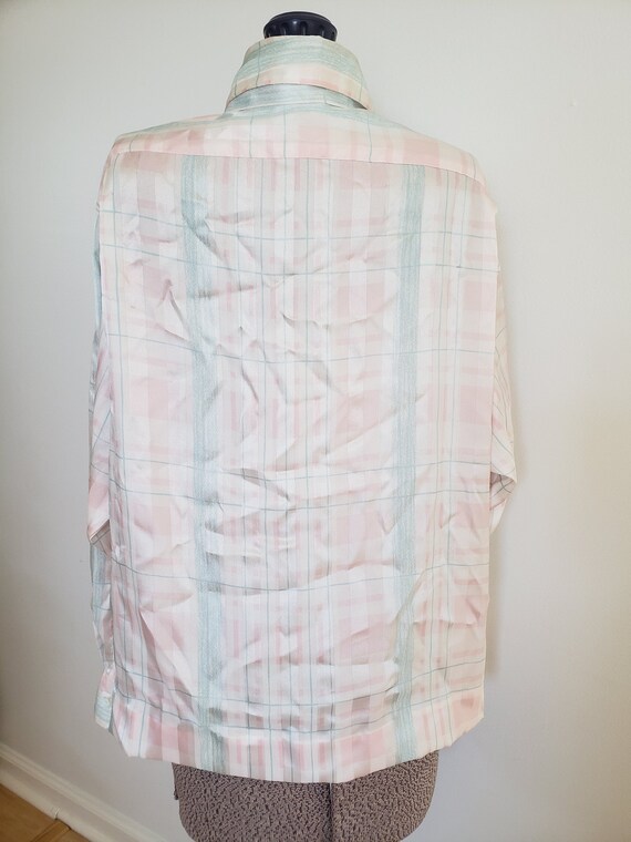 Vintage Evan-Picone Pastel Pink Plaid Blouse with… - image 5