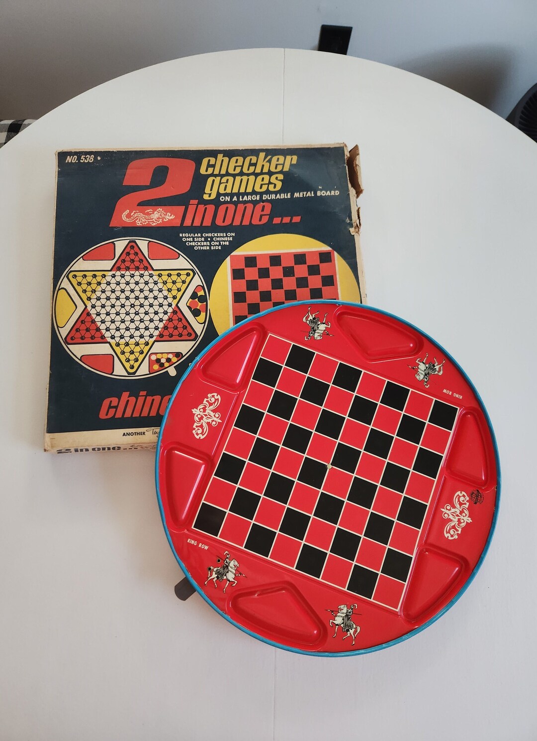 Vintage Ohio Art Co. 2 in One Checker Games Metal Game Board