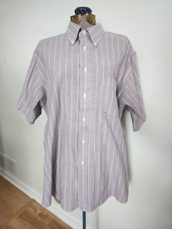 Vintage Stafford Purple Striped Oxford Button Dow… - image 3