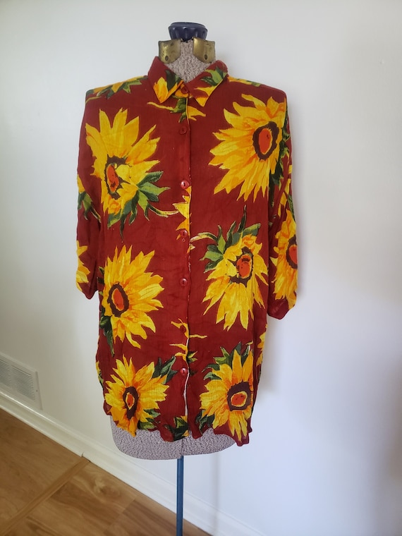 Vintage Point One Classics Sunflower Shirt --- Re… - image 1