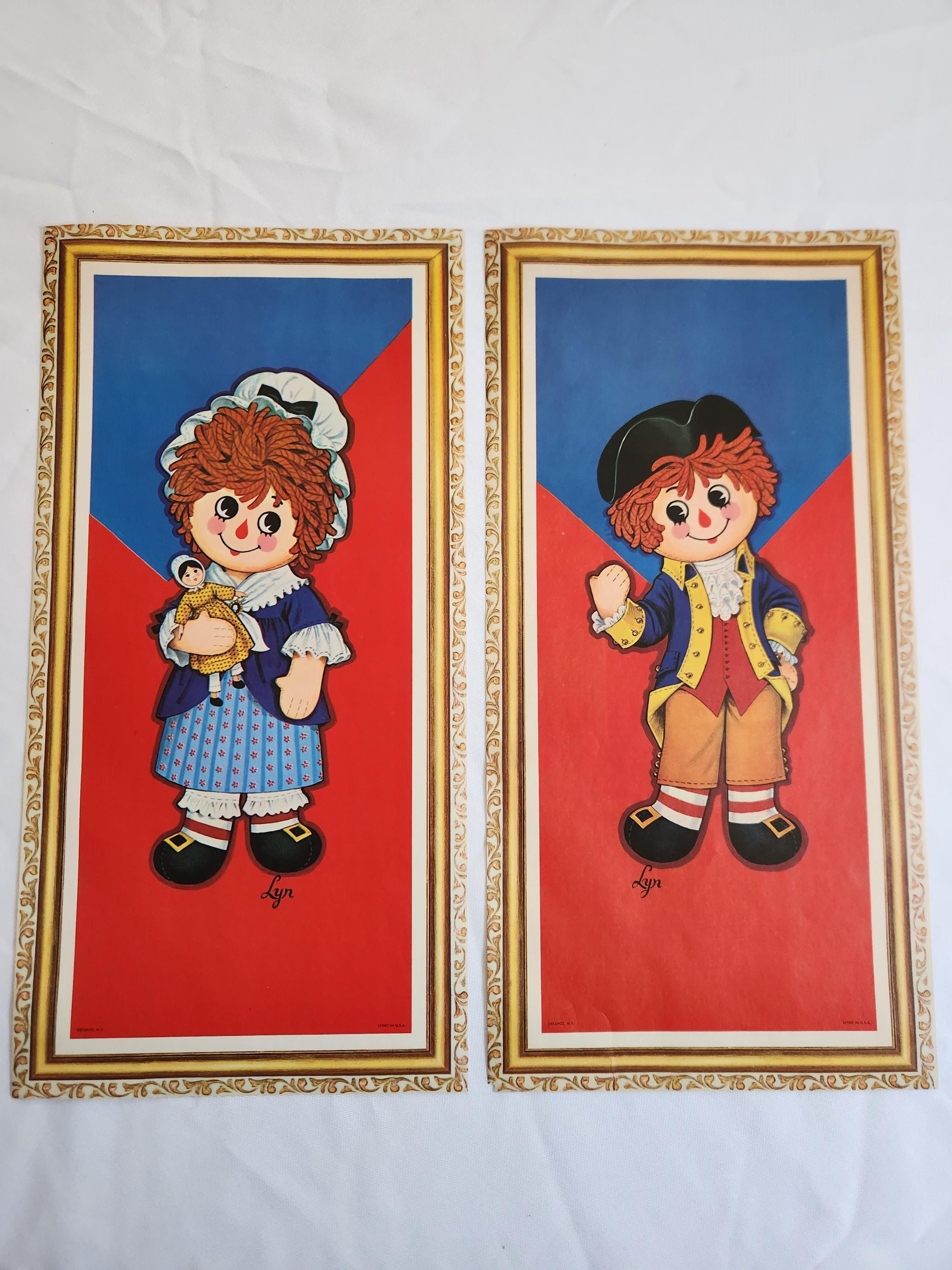 Vintage Colonial Raggedy Ann & Andy Signed 