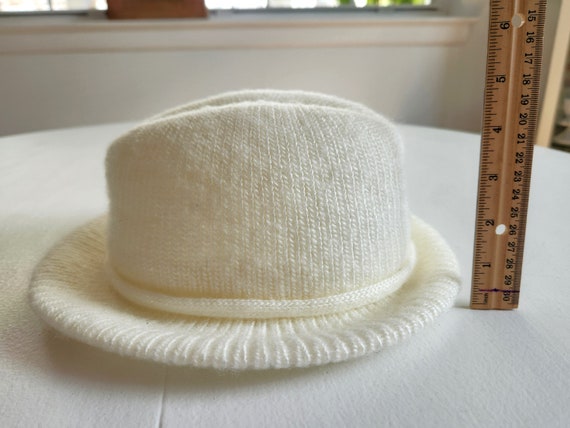 Vintage Aris White Knit Acrylic Fedora Style Hat … - image 10
