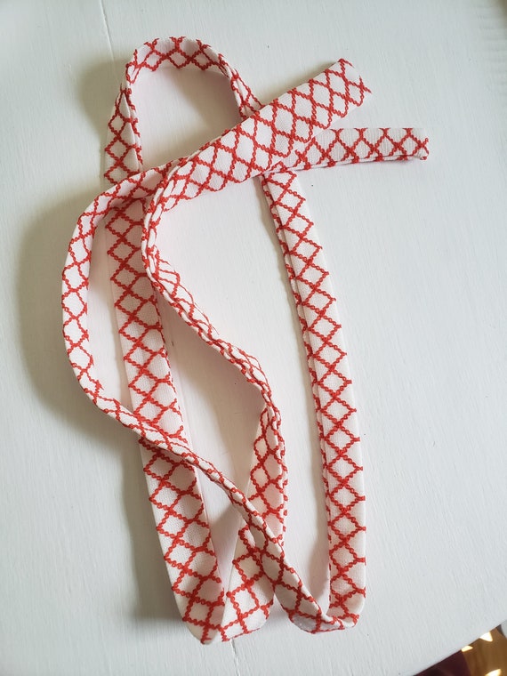 Vintage Red & White Geometric Line Pattern Babydo… - image 9