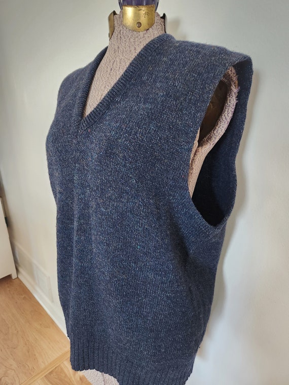 Vintage Robert Bruce Dark Blue V-Neck Sweater Ves… - image 3
