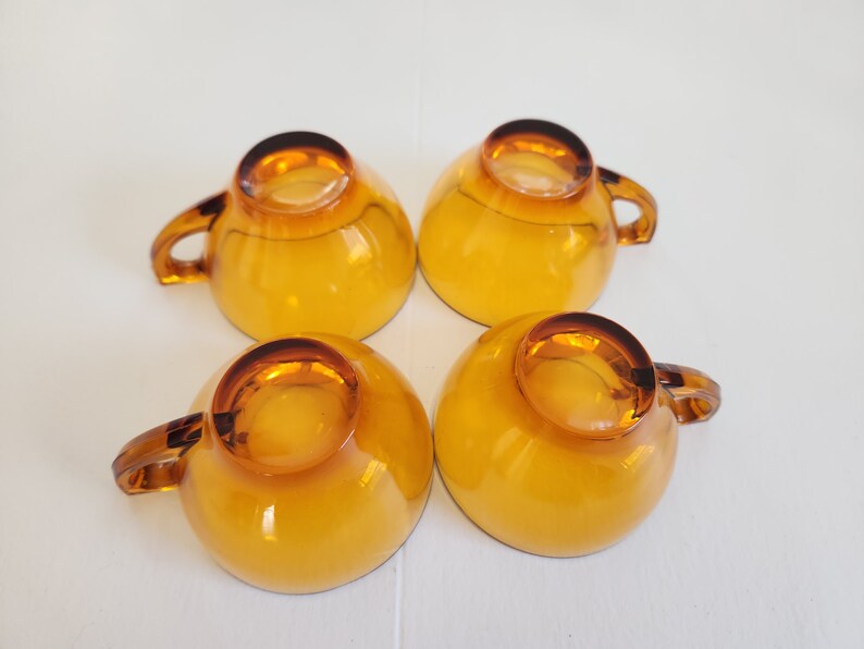 Vintage Amber Brown Glass Snack & Drink Serving Set - Set of Six Pieces - Retro Colored Glassware Groovy Servingware Plates and Tea Cups image 6