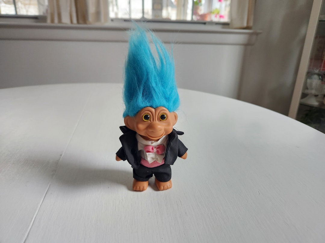 Vintage 1992 Ace Novelty Blue Hair Troll Doll - wide 1