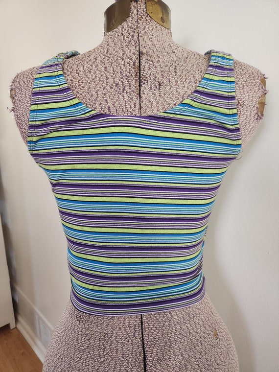 Vintage Basic Editions Striped Crop Tank Top with… - image 5