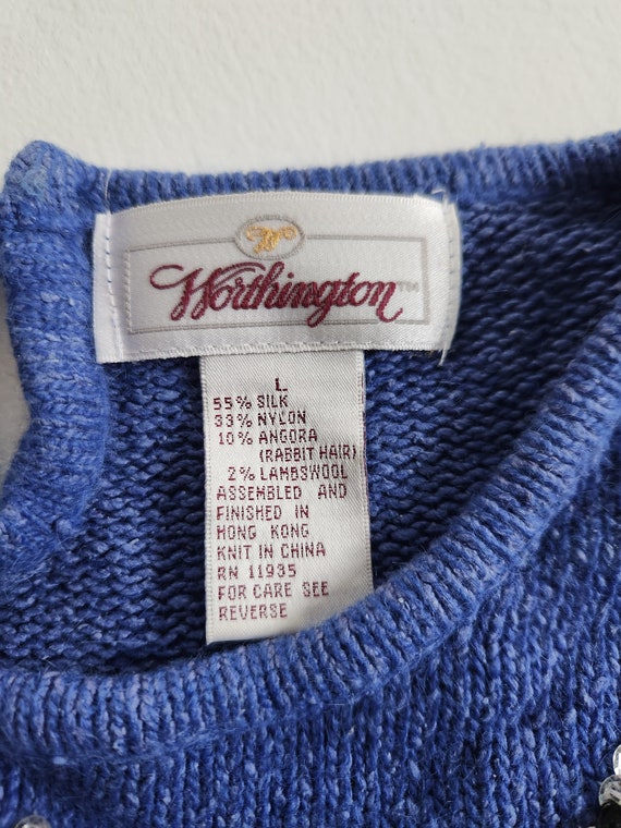 Vintage Worthington Silver Sequins Bows Blue Sweater Vintage Worthington Silver Sequins Bows Blue Sweater