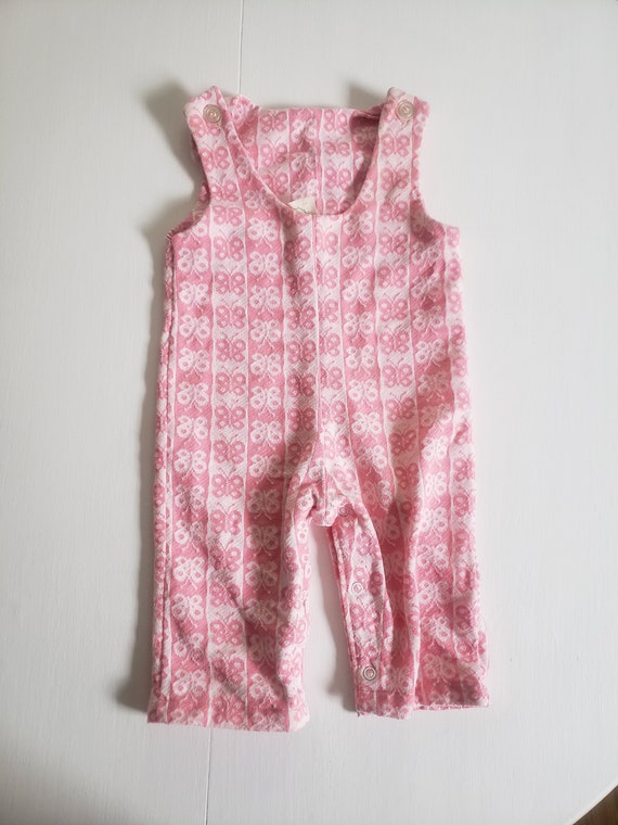 Vintage Health-Tex Stantogs Pink & White Butterfly