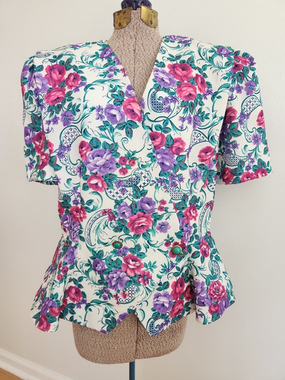 Vintage CB New York Purple & Pink Floral Tailored… - image 3