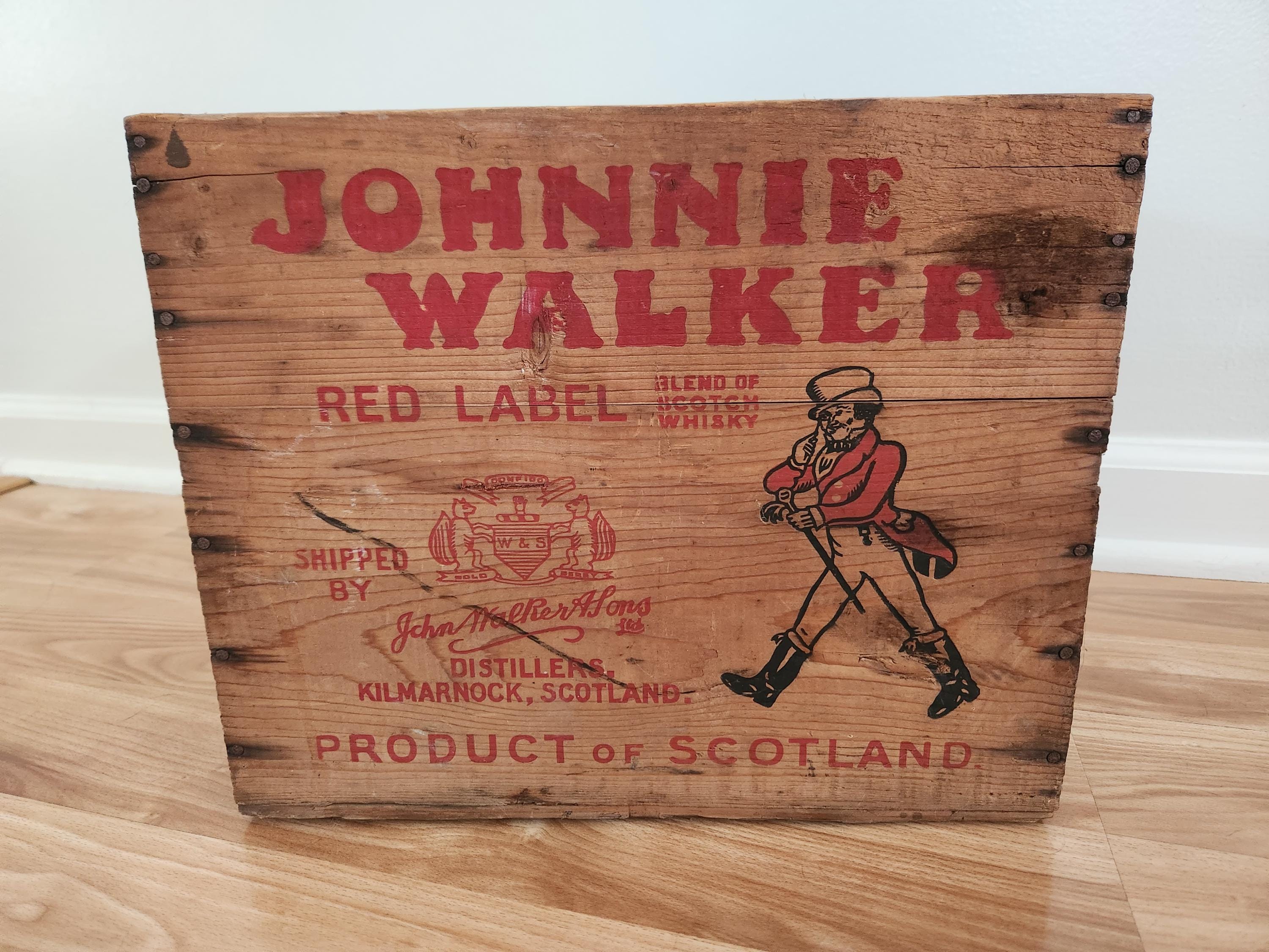 Vintage Johnnie Walker & Sons Scotch Whisky Wooden Crate