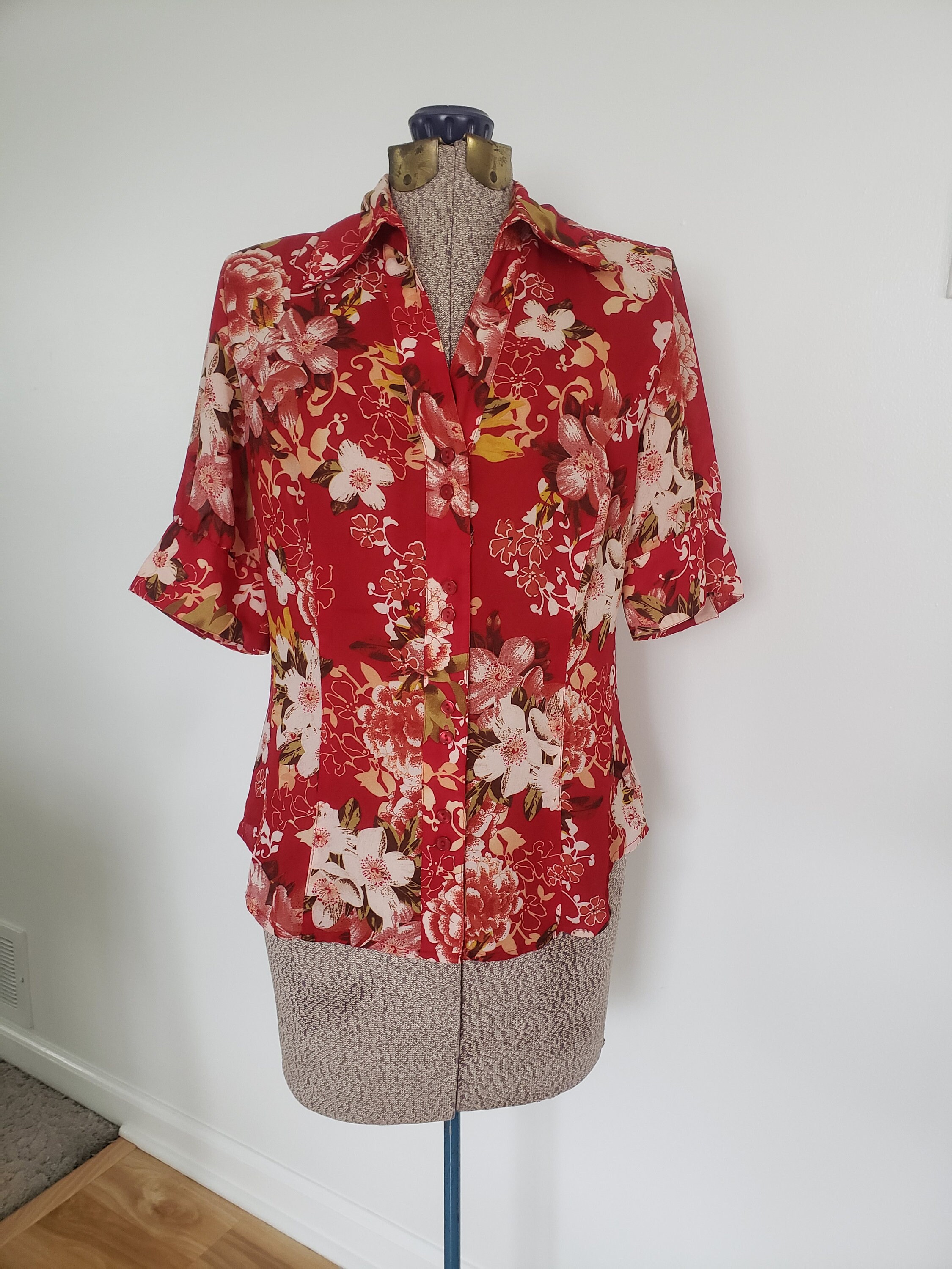 Vintage Y2K Tropical Floral Pattern Michele Michelle Shirt | Etsy