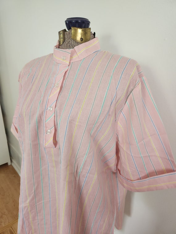 Vintage Jodah Pastel Pink Rainbow Candy Stripe Sh… - image 3