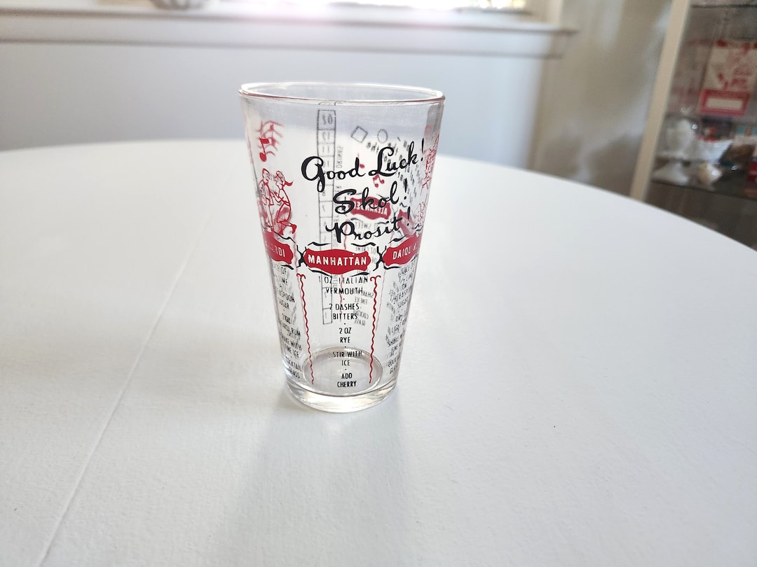 Vintage Federal Glass Fun Mixed Drink Measuring Cup Retro 1950s 1960s