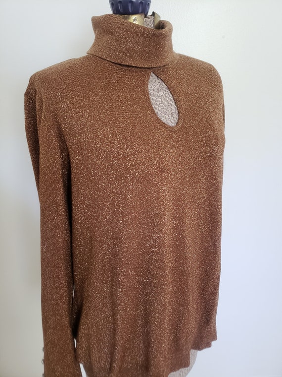 Vintage Lane Bryant Metallic Brown Keyhole Turtle… - image 7