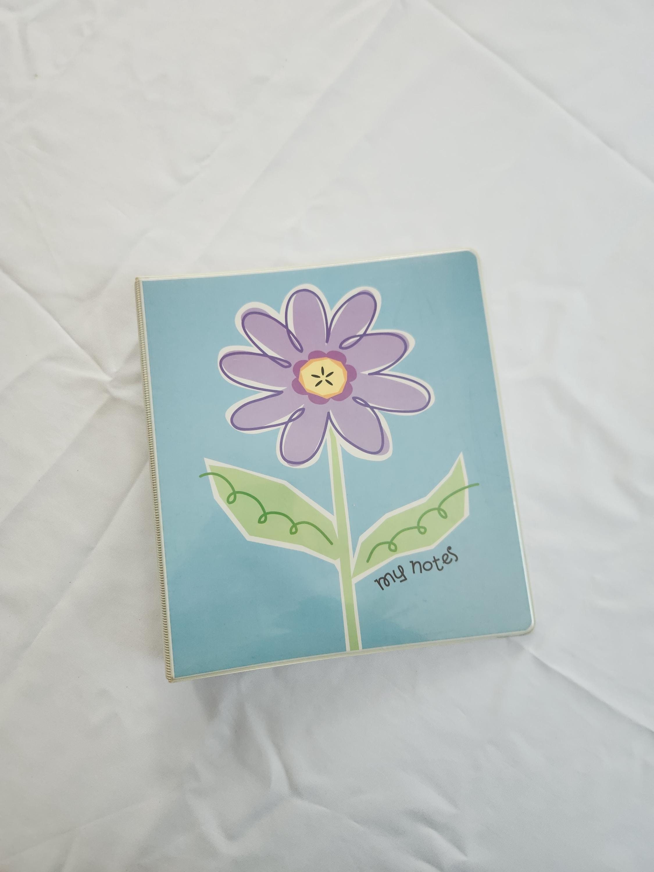 Vintage My Notes Purple Flower 3-ring Binder - Illustrated by