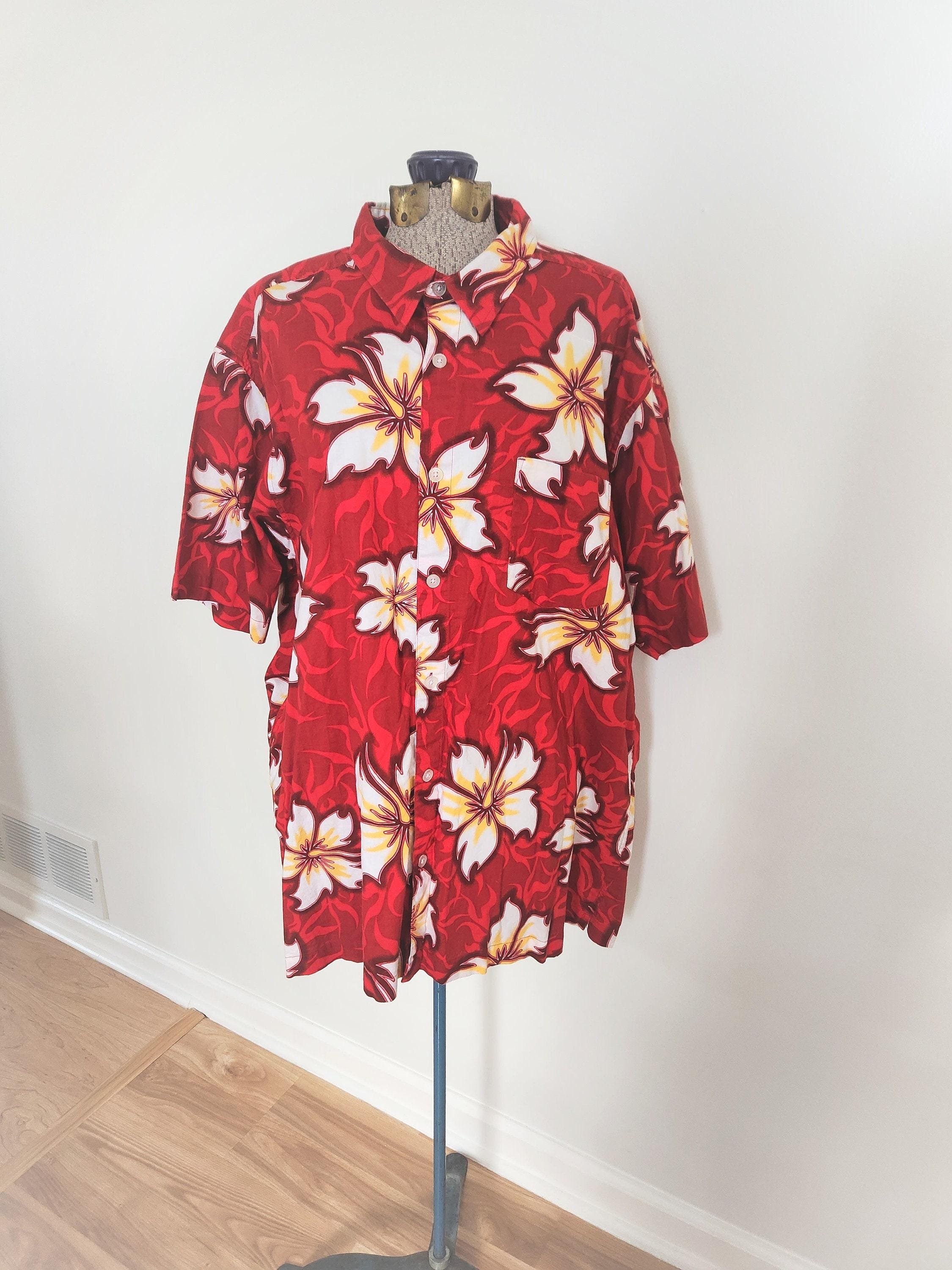 Vintage Urban Up Pipeline Fiery Hibiscus Flower Hawaiian Shirt --- Retro Y2K 2000s Classic Summer Party Luau --- Surfer Fashion Clothing