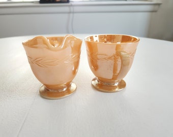 Creamware Pulser ジャンク品 Vintage Fire-king Oven Ware Orange Lustreware Sugar Bowl