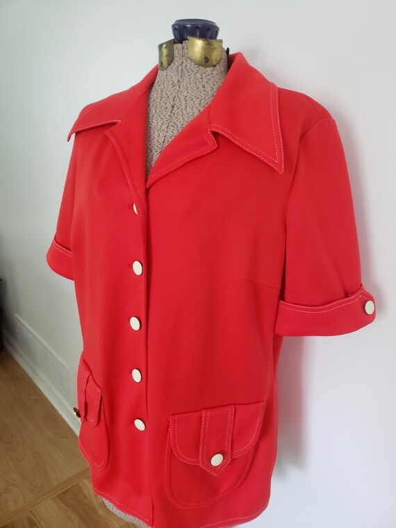 Vintage Butte Knit Cherry Red Suit Jacket Style B… - image 3