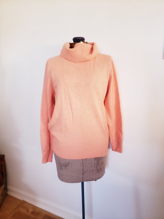 Vintage Alessandra Lambswool Angora Rabbit Peachy Coral Pink Turtleneck Sweater Retro Simple Cozy Women s Women s Knitwear Clothing Etsy