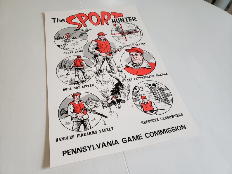 Vintage SPORT Hunter Conservation & Safety Poster Retro Etsy