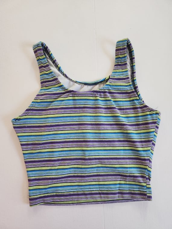 Vintage Basic Editions Striped Crop Tank Top with… - image 10