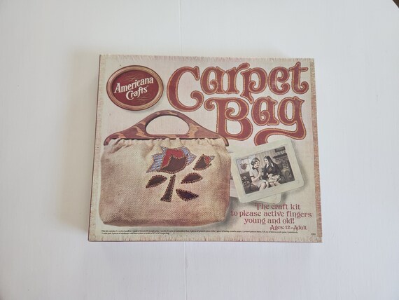 Vintage Americana Crafts Carpet Bag Kit Retro 1970s Hasbro DIY Arts and Crafts Embroidery Purse Kit Crafty Cute Handbag Crafter Gift Etsy