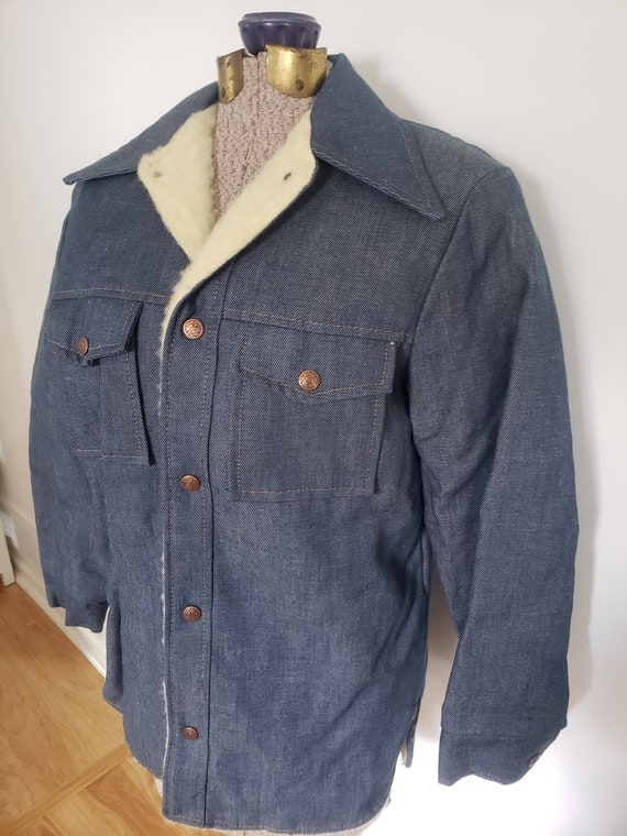 Vintage Denim & Faux Sherpa Fleece Lined Jacket -… - image 3
