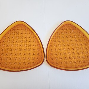 Vintage Amber Brown Glass Snack & Drink Serving Set - Set of Six Pieces - Retro Colored Glassware Groovy Servingware Plates and Tea Cups image 7