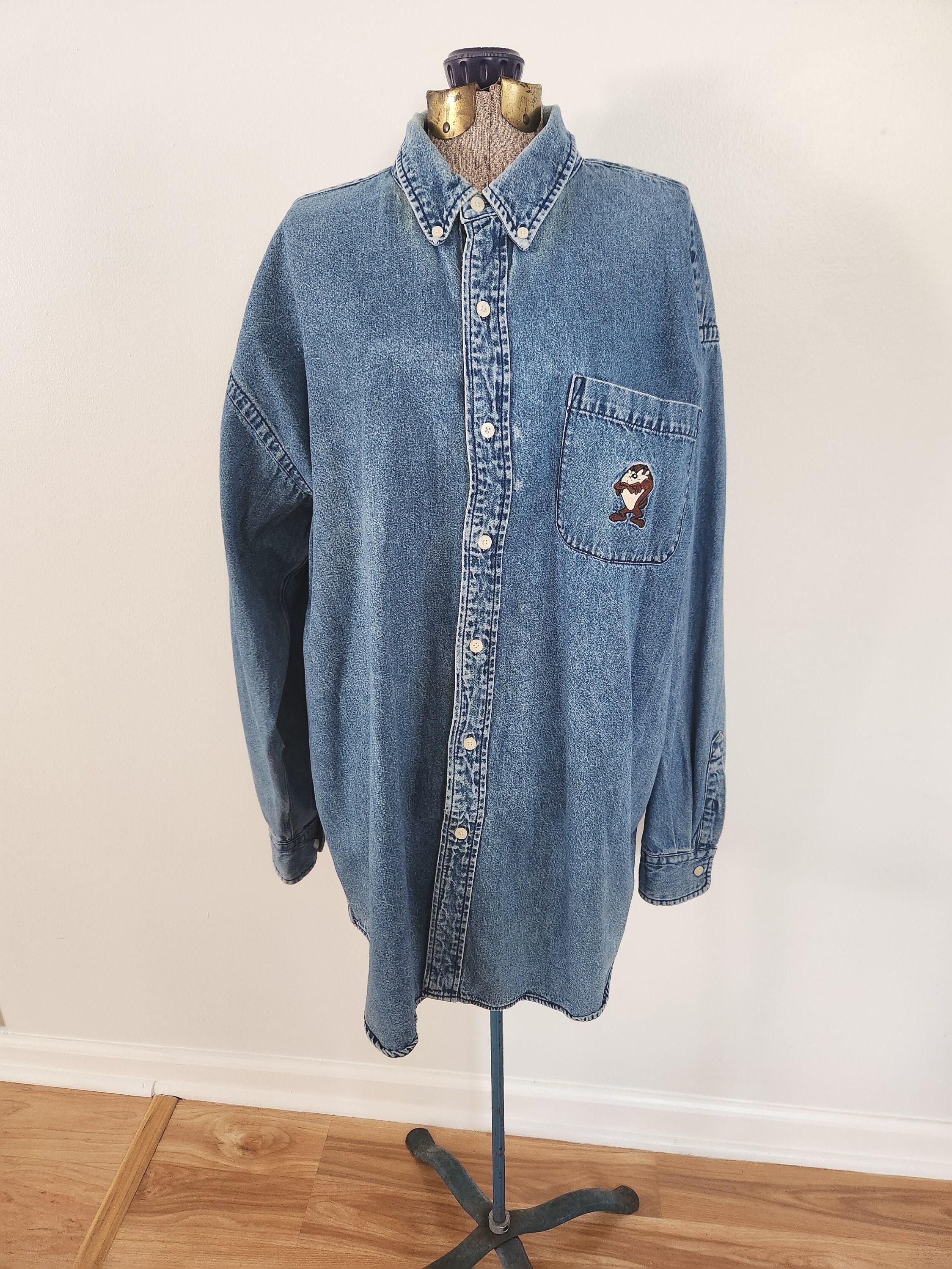 Veste/chemise Jean Looney Tunes Taz Diable De Tasmanie - Taille L Orange - Neuf