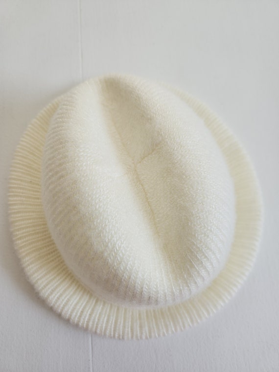 Vintage Aris White Knit Acrylic Fedora Style Hat … - image 6