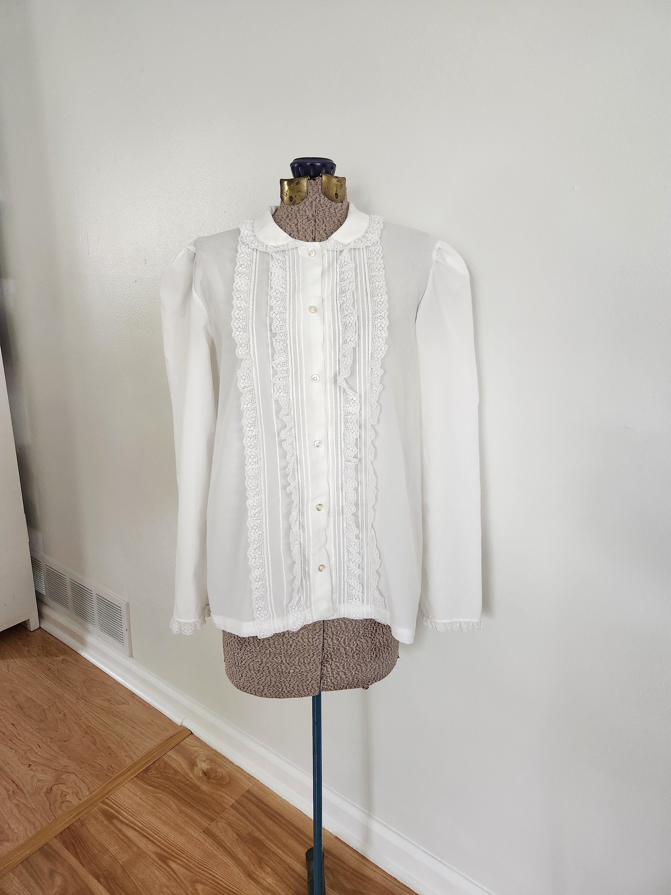 Vintage Lucky Winner White Lace Filled & Ruffles Feminine