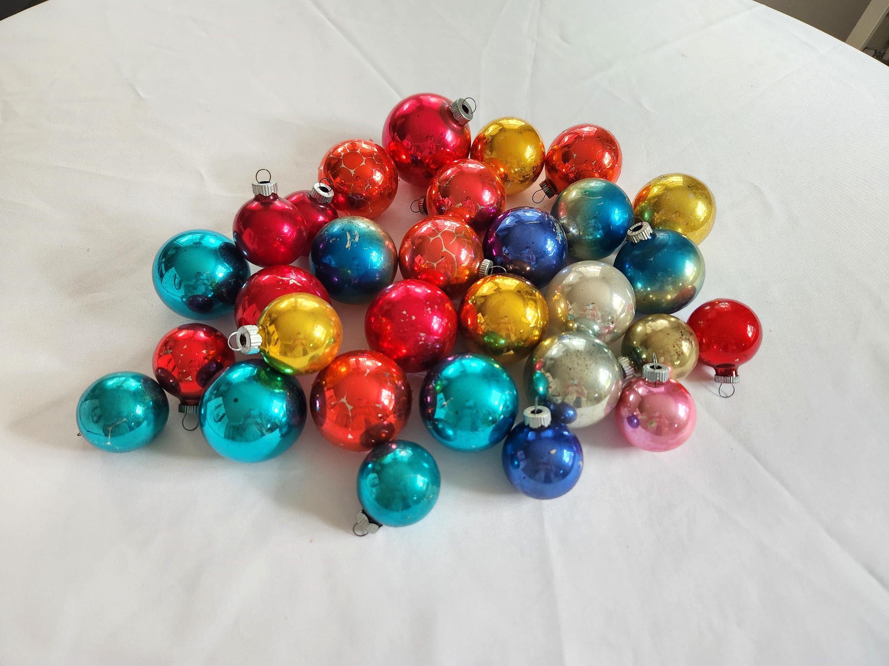 36 Stunning DIY Christmas Tree Decoration Ideas 3 Vintage Shiny Brite Multi Color Metallic Glass Bauble Ornaments -…