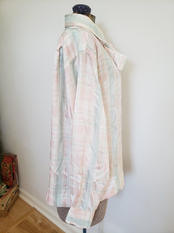 Vintage Evan-Picone Pastel Pink Plaid Blouse with… - image 6