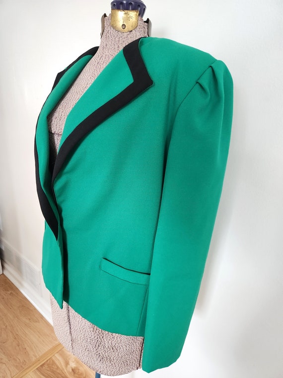 Vintage Sherbet Green with Black Trim Blazer Suit… - image 6