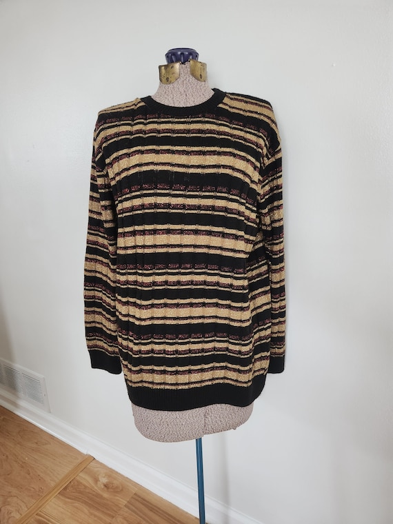 Vintage Alfred Dunner Black Red Gold Striped Metal