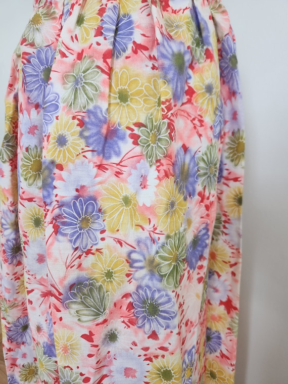 Vintage Daisy Pink Yellow Purple Green Floral Maxi Skirt
