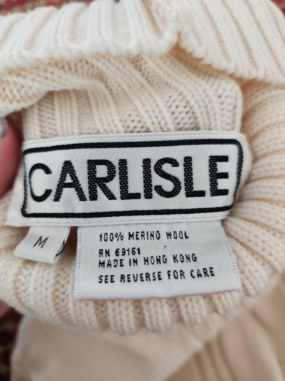 Vintage Carlisle Cream White Single Cable Knit Tu… - image 2