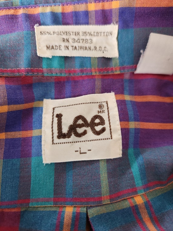 Vintage Lee Dusty Rainbow Plaid Shirt --- Retro 1… - image 2
