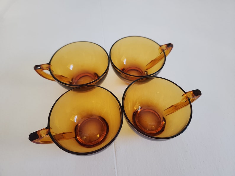 Vintage Amber Brown Glass Snack & Drink Serving Set - Set of Six Pieces - Retro Colored Glassware Groovy Servingware Plates and Tea Cups image 4